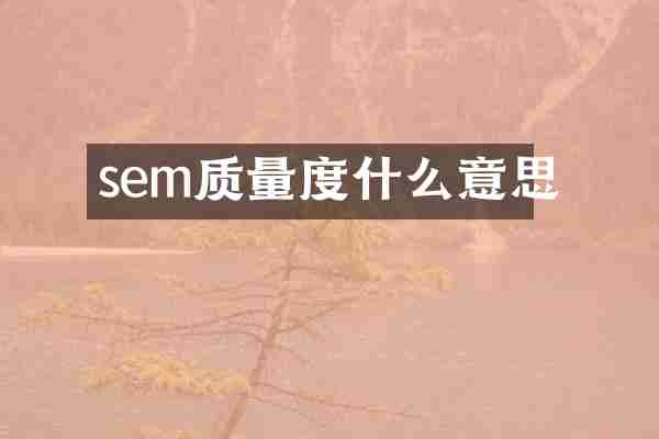 sem质量度什么意思