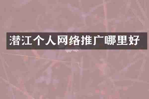 潜江个人网络推广哪里好