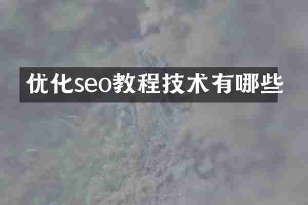 优化seo教程技术有哪些
