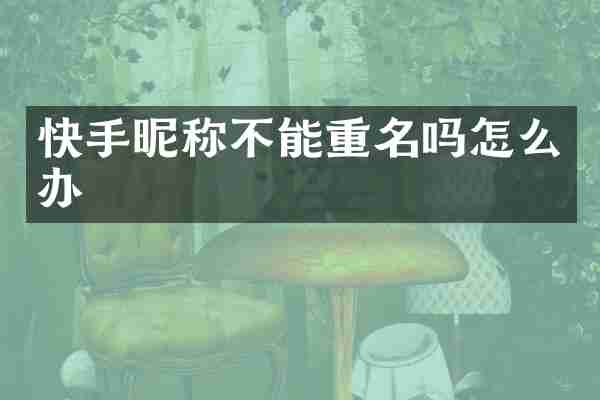 快手昵称不能重名吗怎么办