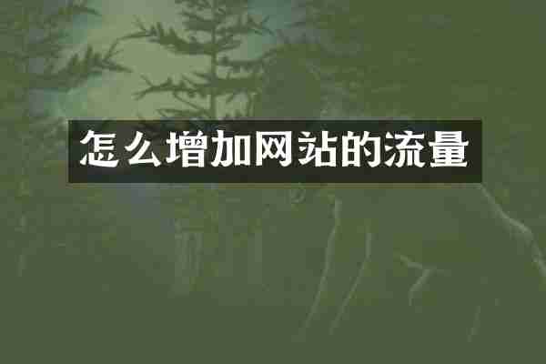 怎么增加网站的流量