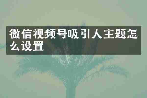 微信视频号吸引人主题怎么设置