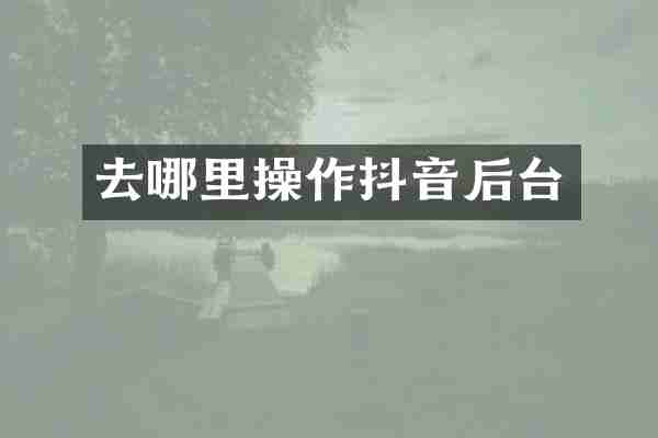 去哪里操作抖音后台