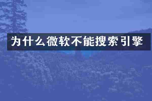 为什么微软不能搜索引擎