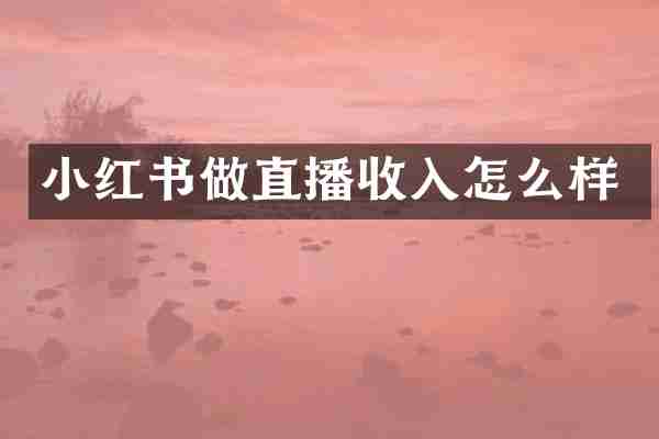 小红书做直播收入怎么样