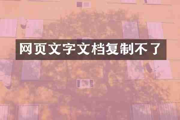 网页文字文档复制不了