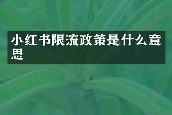 小红书限流政策是什么意思