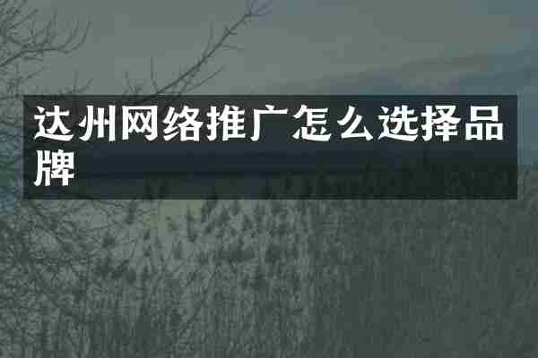 达州网络推广怎么选择品牌