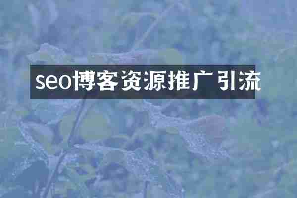 seo博客资源推广引流