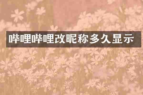 哔哩哔哩改昵称多久显示