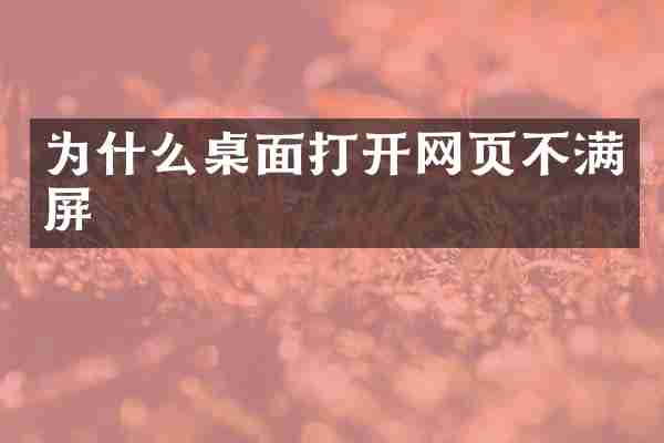 为什么桌面打开网页不满屏