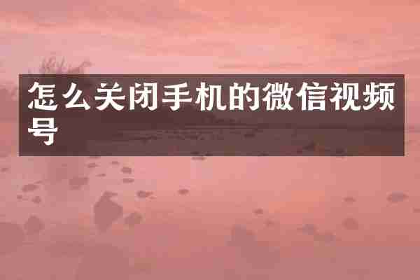 怎么关闭手机的微信视频号