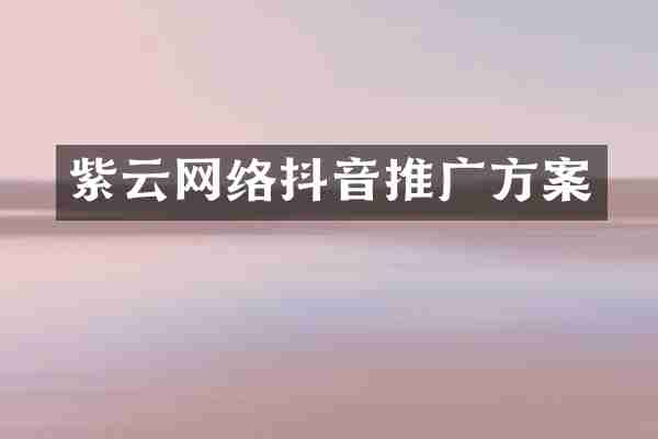 紫云网络抖音推广方案