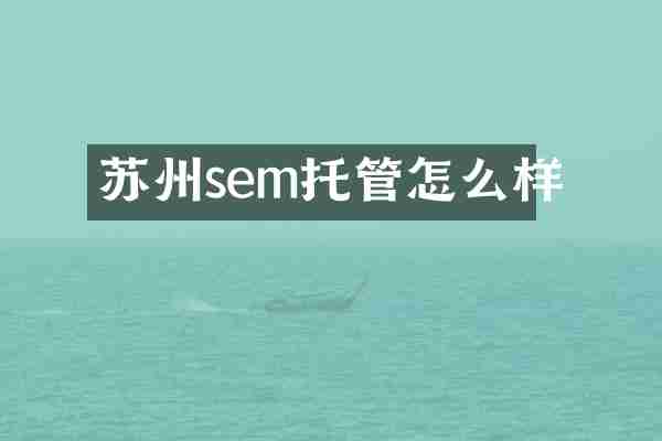 苏州sem托管怎么样