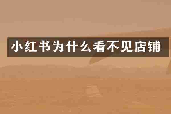 小红书为什么看不见店铺