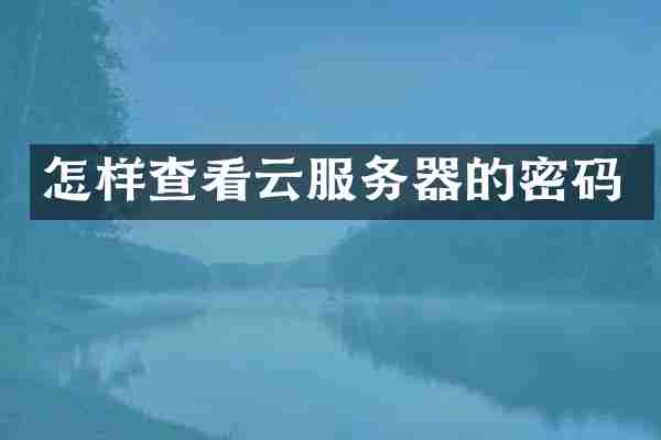 怎样查看云服务器的密码