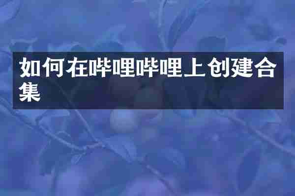 如何在哔哩哔哩上创建合集