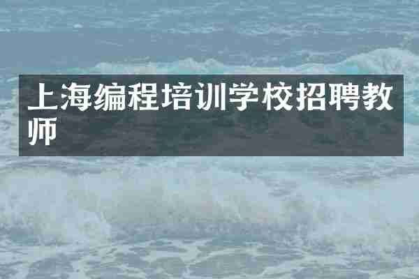 上海编程培训学校招聘教师
