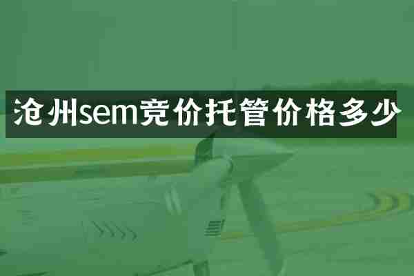 沧州sem竞价托管价格多少