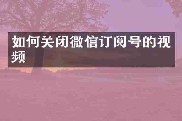 如何关闭微信订阅号的视频