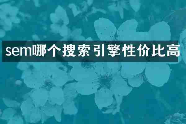 sem哪个搜索引擎性价比高