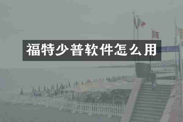 福特少普软件怎么用