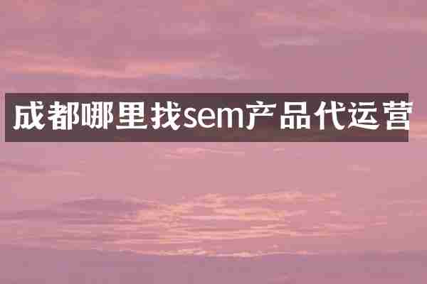 成都哪里找sem产品代运营