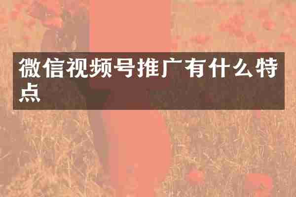 微信视频号推广有什么特点