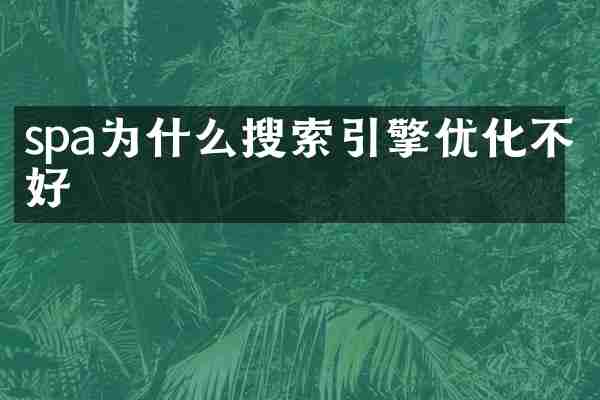 spa为什么搜索引擎优化不好