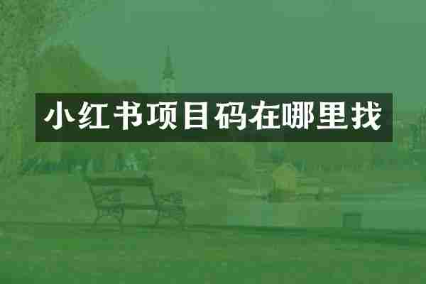 小红书项目码在哪里找