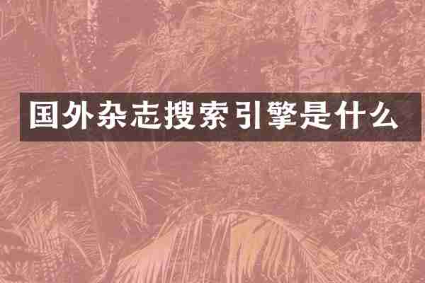 国外杂志搜索引擎是什么