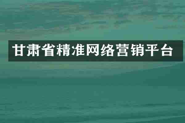 甘肃省精准网络营销平台