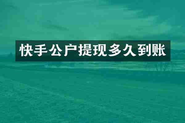快手公户提现多久到账
