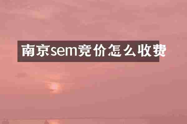 南京sem竞价怎么收费