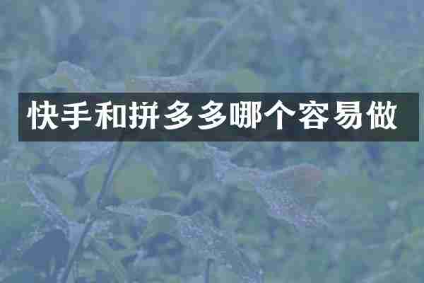 快手和拼多多哪个容易做