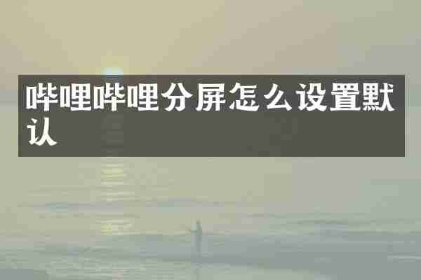 哔哩哔哩分屏怎么设置默认