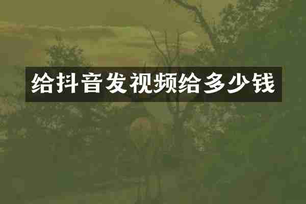 给抖音发视频给多少钱