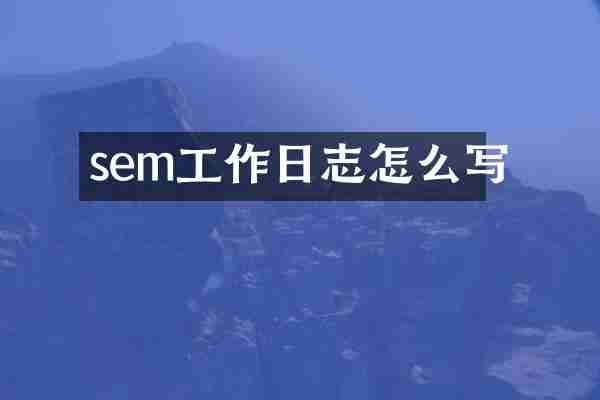 sem工作日志怎么写