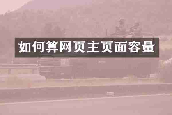 如何算网页主页面容量