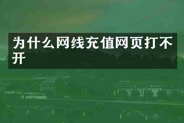 为什么网线充值网页打不开