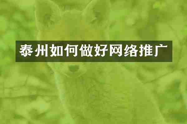泰州如何做好网络推广