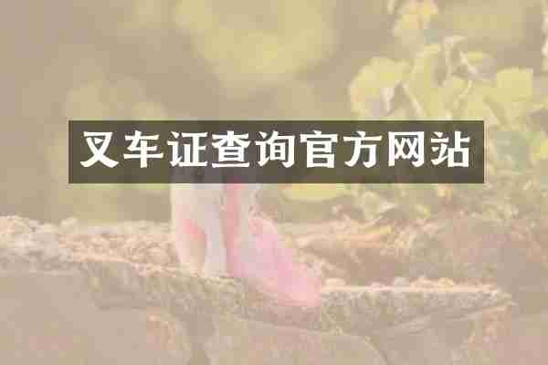 叉车证查询官方网站