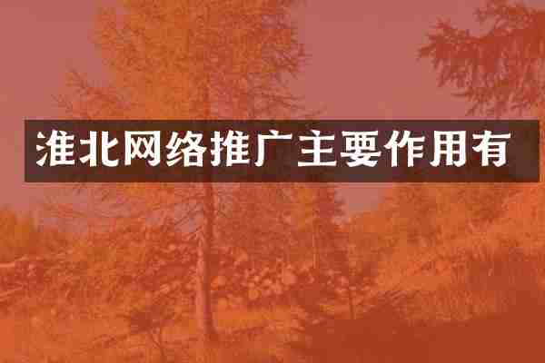 淮北网络推广主要作用有
