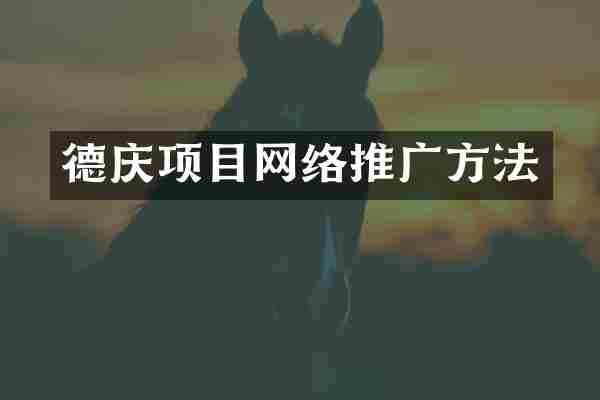 德庆项目网络推广方法