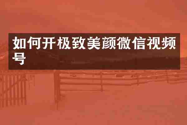 如何开极致美颜微信视频号