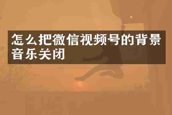 怎么把微信视频号的背景音乐关闭
