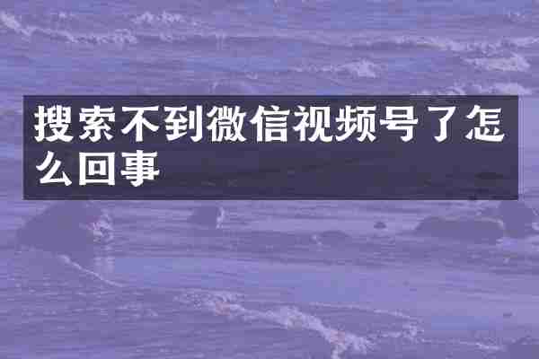 搜索不到微信视频号了怎么回事