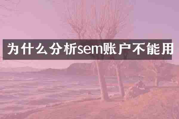 为什么分析sem账户不能用