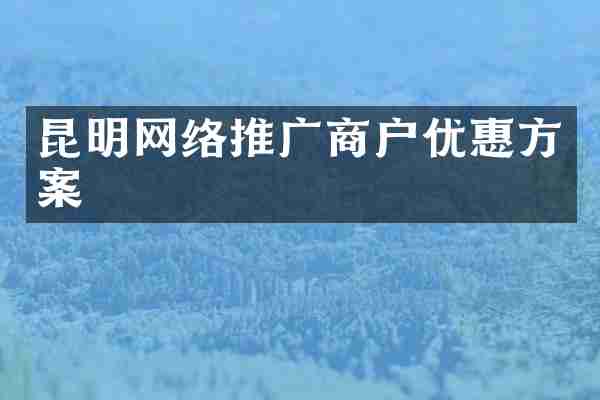 昆明网络推广商户优惠方案
