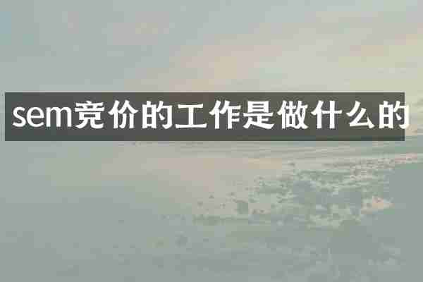 sem竞价的工作是做什么的